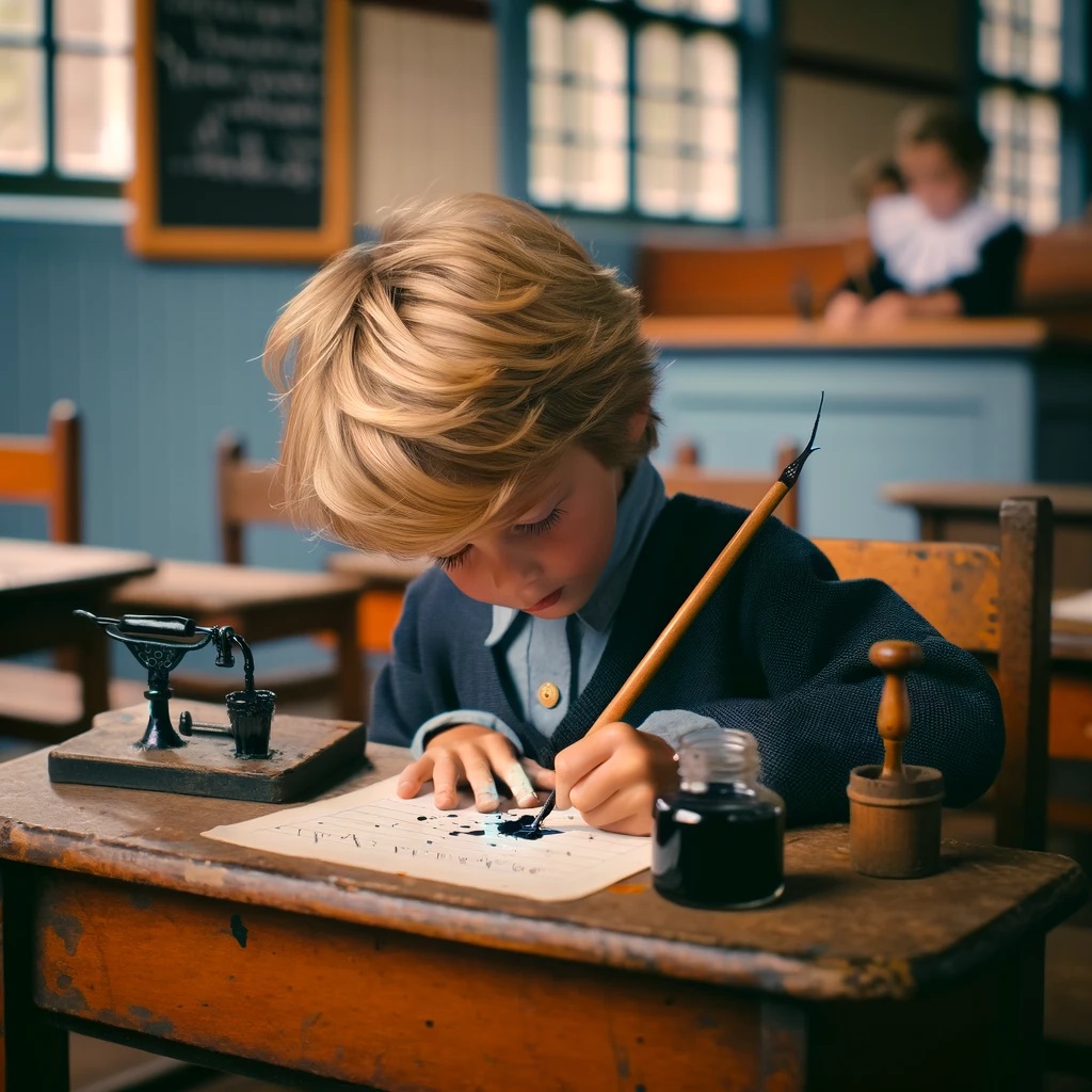 Linkshandig schrijven; gelukkig bestaat de balpen al heel lang Linkshandig schrijven; gelukkig bestaat de balpen al heel lang