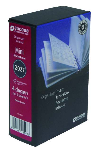 kantoororganizer, mapinlegvel, mini, 2027, 4 dagen per pagina