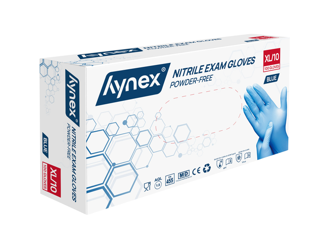Handschoen Hynex XL nitril blauw pak à 100 stuks