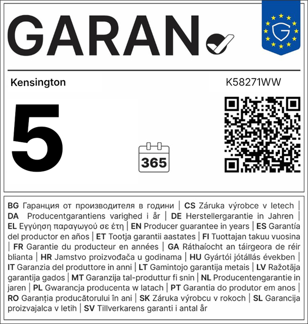 garan, 5, kensing ton, plastic card, guarantee