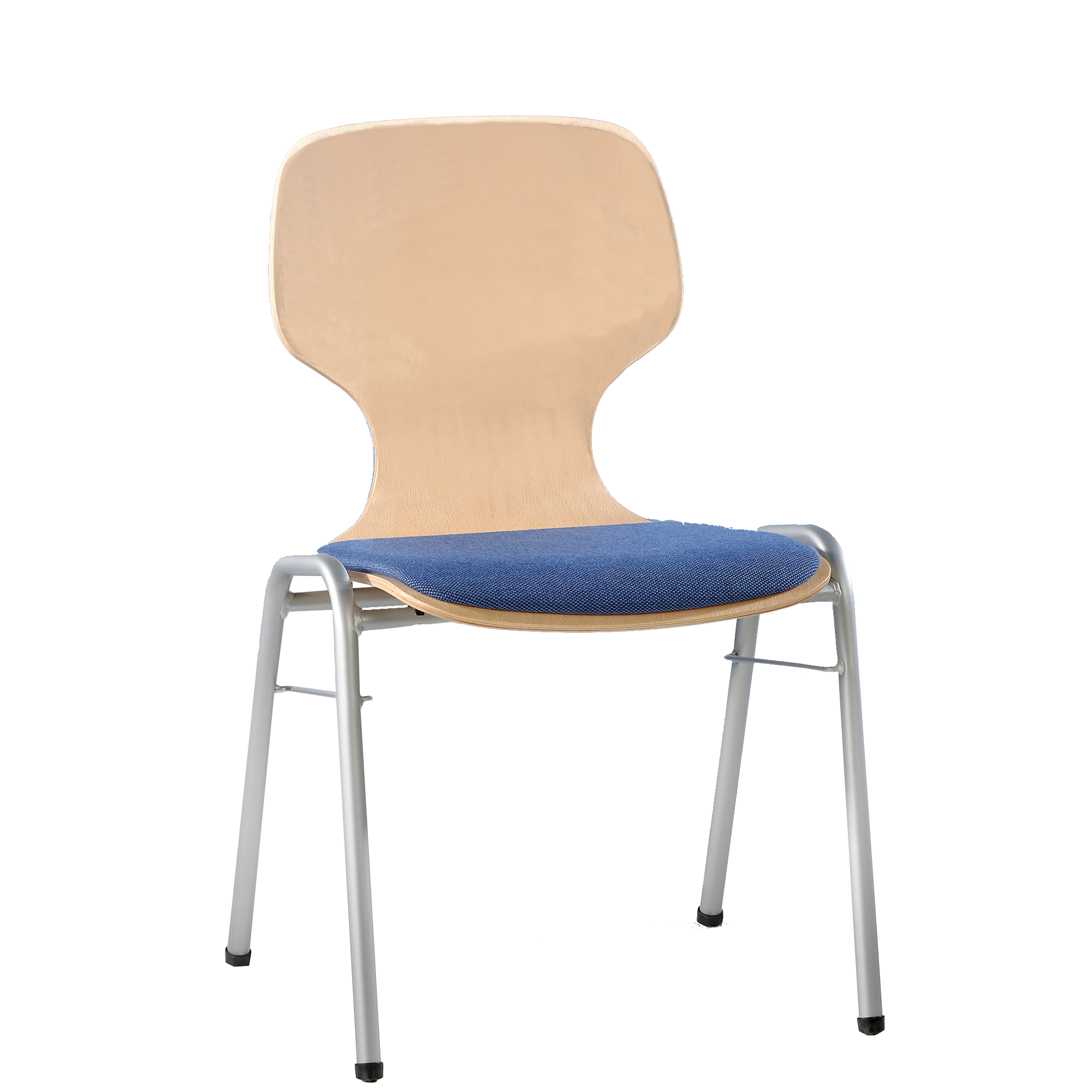 Kuipstoel met gestoffeerde zitting en buizenframe, stapelbaar