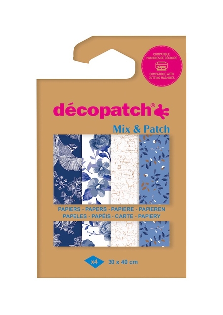 Hobbypapier Décopatch 30x40cm set à 4 vel thema Shades of Blue