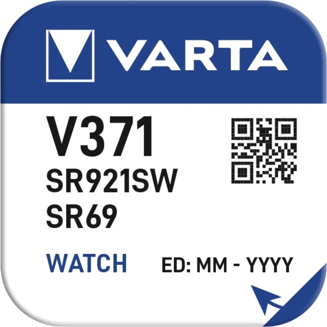watch label, VARTA, V371, SR921SW, QR code