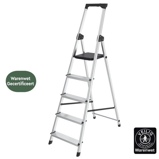 trapladder, treden, aluminium, zithouding, niet-geplaatst