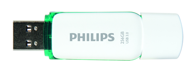 usb stick, flash drive, phillips, 256GB, usb 3.0, green cap, metal connector