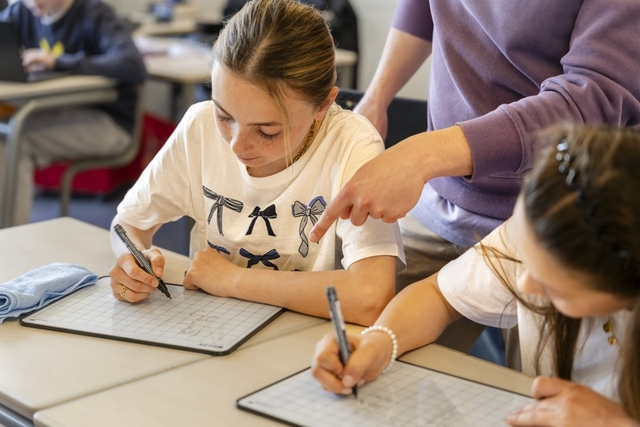 school, classroom, students, workbook, writing