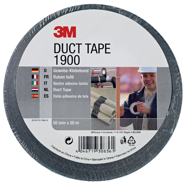 Plakband 3M 1900 Duct Tape 50mmx50m zwart