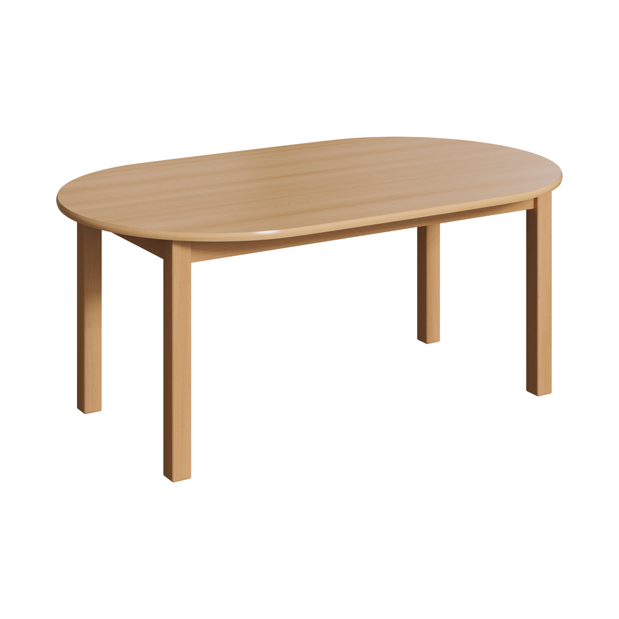 Ovale tafel met massief houten frame en laminaat blad