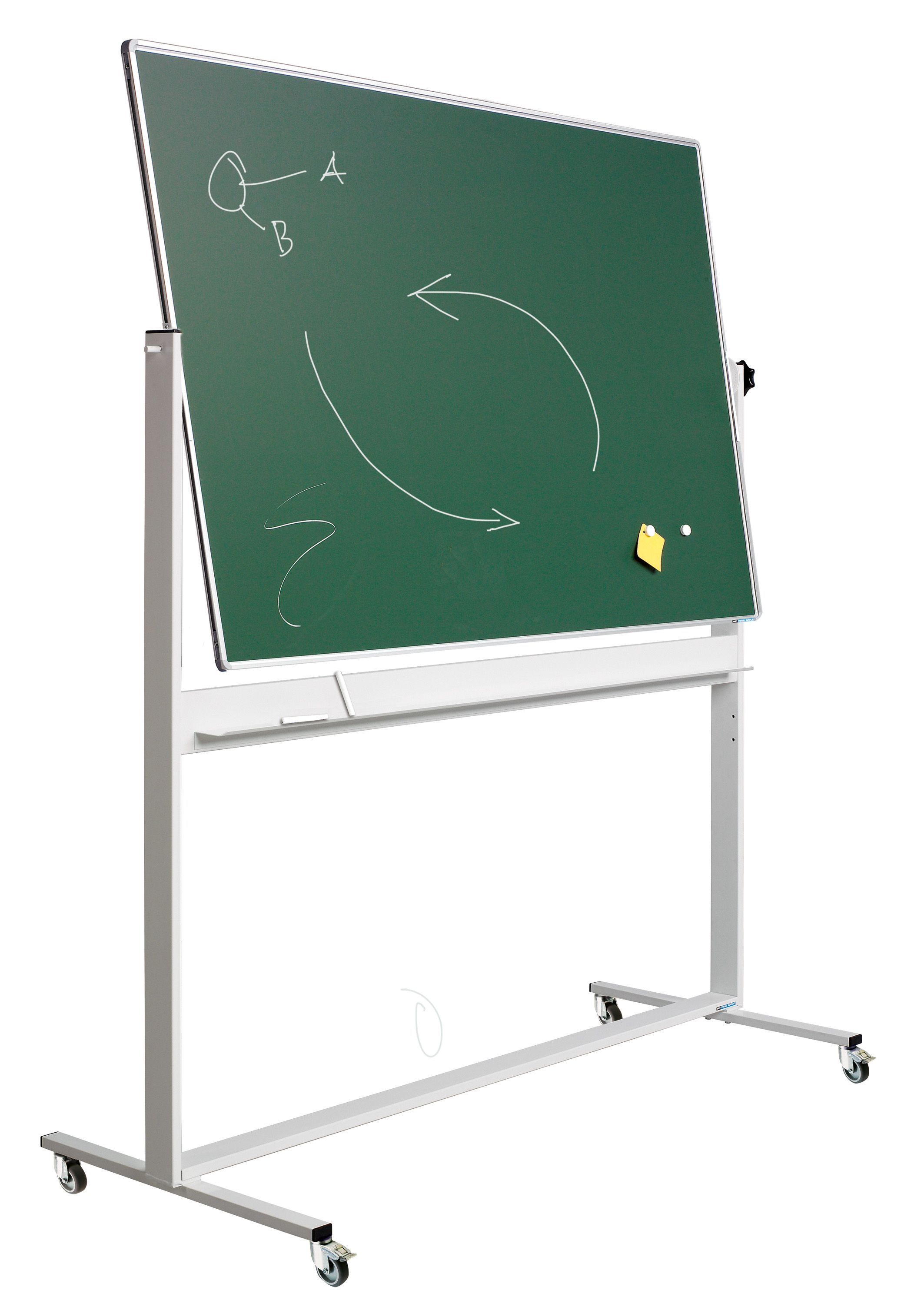 Kantelbord whiteboard, dubbelzijdig krijt groen - 100x180 cm