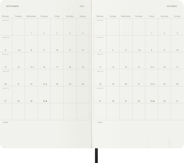 kalender, planner, dubbelzijdig, notities, pagina