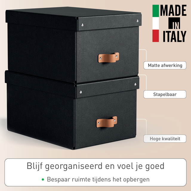 stapelbaar, opbergdoos, draagtas, hoge kwaliteit, matte afwerking