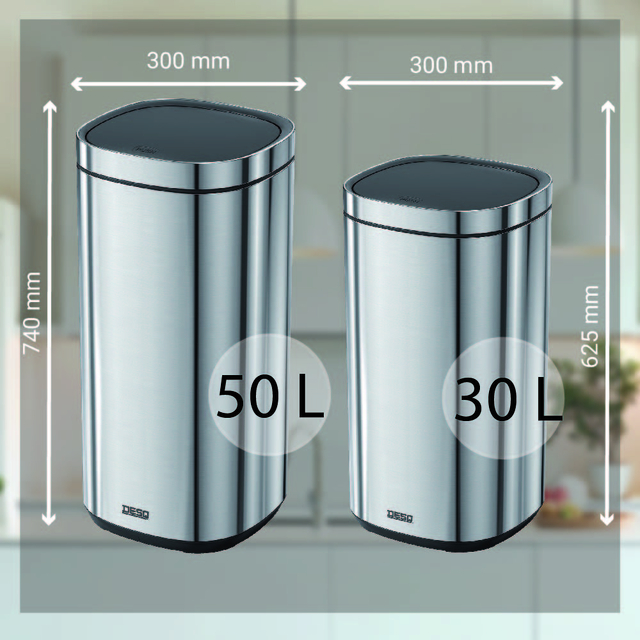 50 L, 30 L, roestvrij staal, roedel prullenbak, keukenkannan