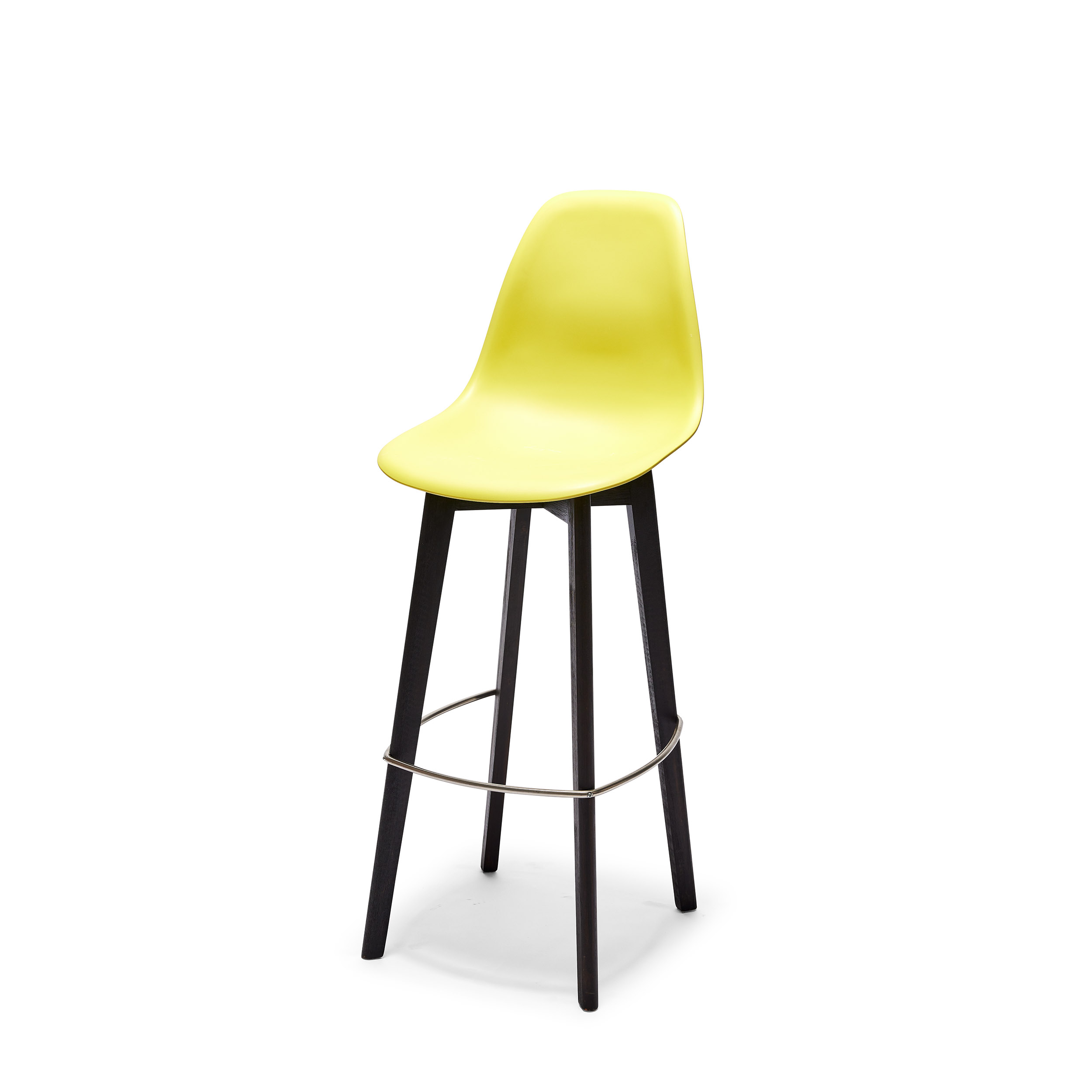 Keeve Stapelbare barkruk geel, berkenhouten frame en kunststof zitting, 53x47x119cm (LxBxH), 506FD01SY