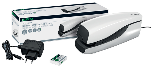 stapler, flat clinch, elektrisch, kantoortool, desktop accessoire