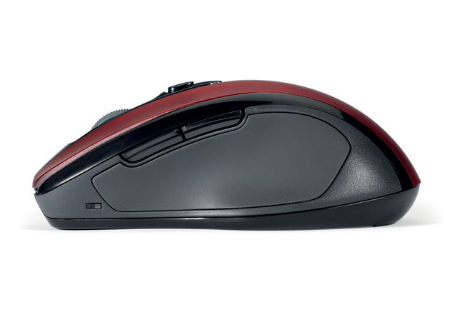 draadloze muis, computer muis, zwarte rand, rode bovenkant, optische sensor