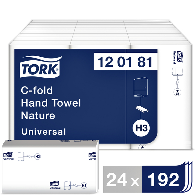 Handdoek Tork H3 c-vouw universal 1-laags naturel 120181