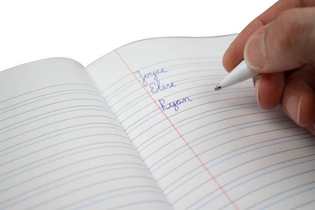 notitieboek, gelinieerd papier, lijnenpapier, handschrift, penmanship