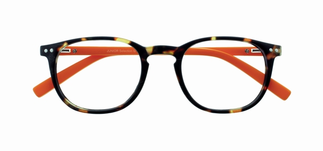 bril, ooglapbril, dtype:unisex, tortoise patroon, neon oranje poten