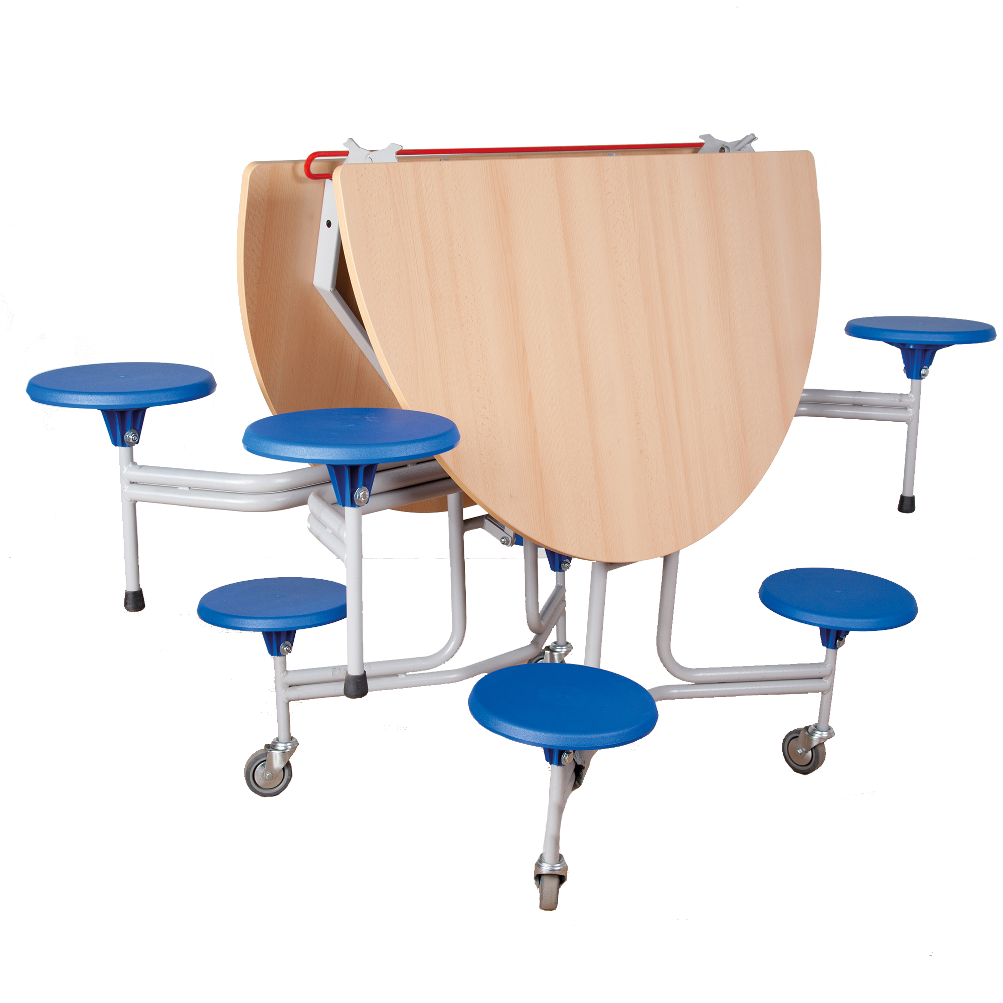 Klaptafel Spaceflex 2.0 met geïntegreerde stoelen, gemelamineerde spaanplaat, rond