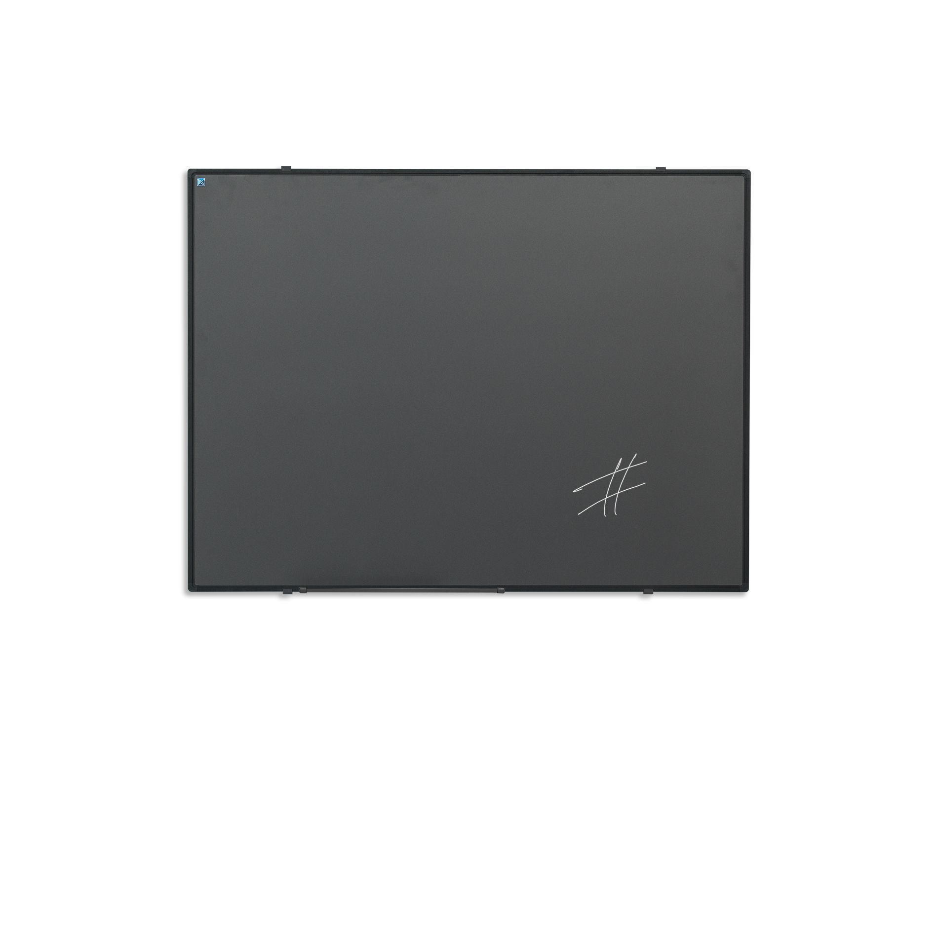 Krijtbord zwart Softline profiel 8mm, emailstaal grijs - 60x90 cm