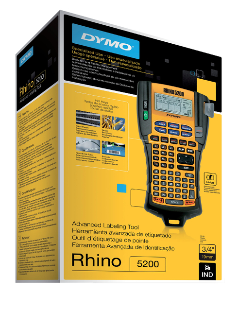 Labelprinter Dymo Rhino 5200 industrieel abc 19mm geel