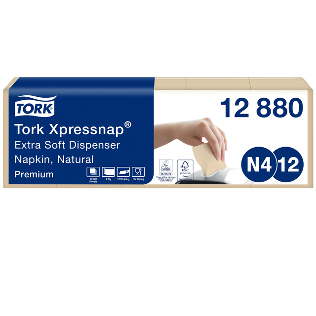 Servetten Tork Xpressnap®  1/2 vouw 2-laags 1000st naturel  12880