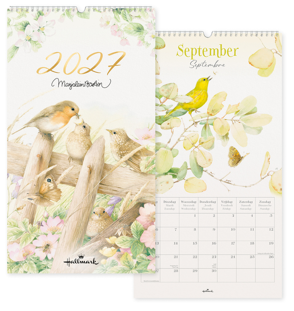 kalendar, voorjaar, wandkalender, bird motif, illustratie
