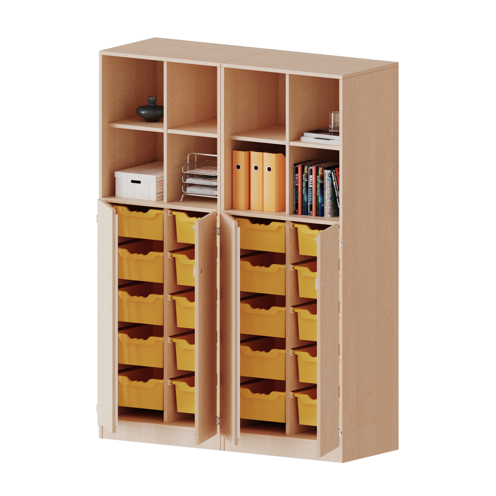 ErgoTray combikast, vier rijen, twee delen, 5 ordnerhoogtes - evo180 serie