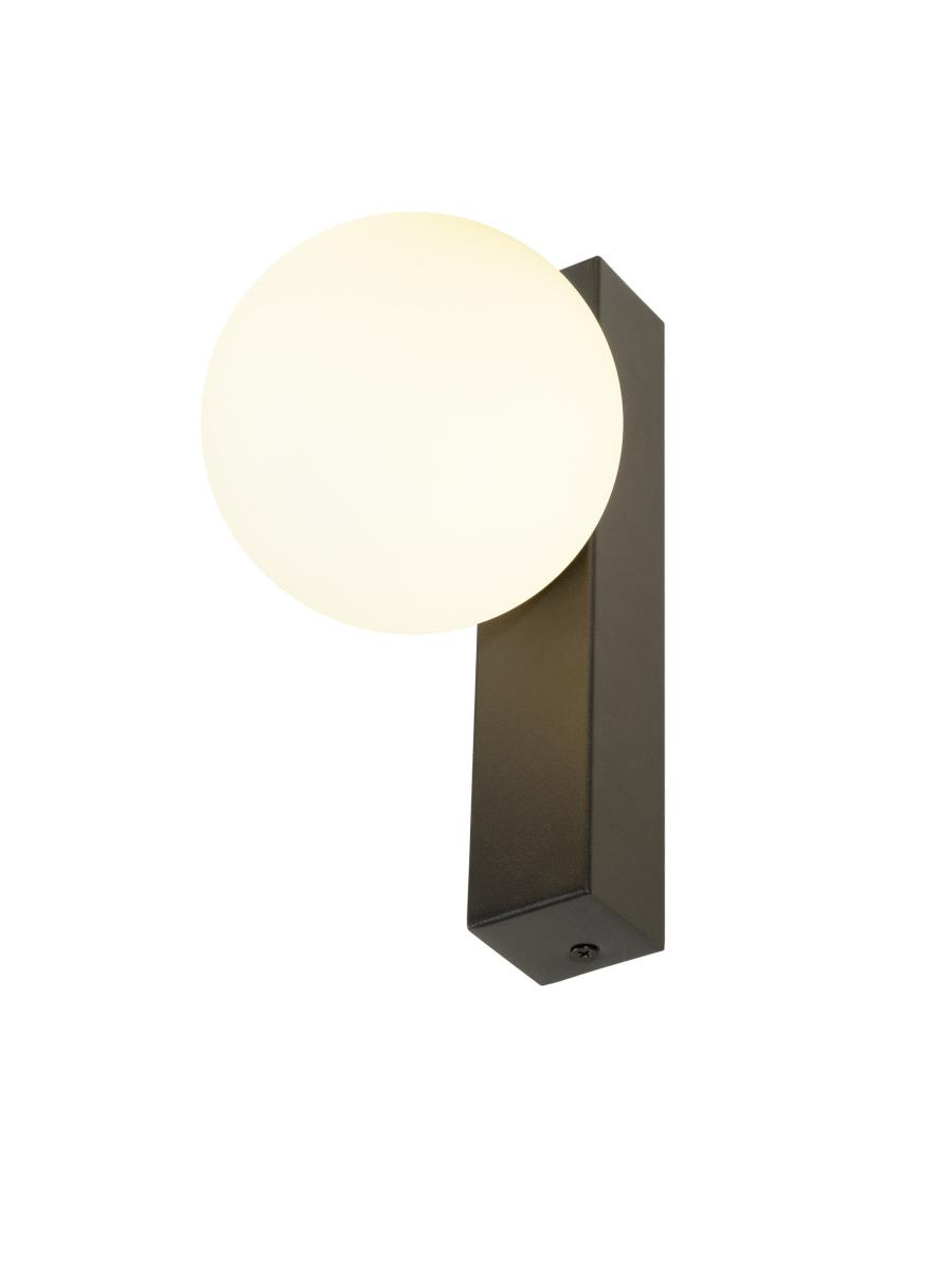 lamp, wandlamp, sconce, rond lampenscherm, zwart metaal