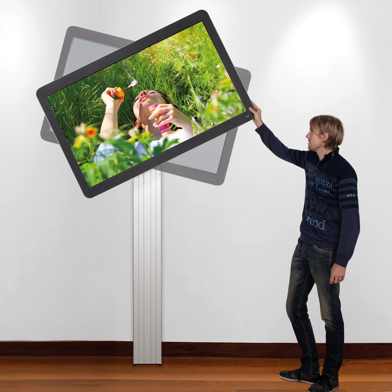 Vaste TV standaard in portret of landschap modus 195 cm voor 42 tot 100 inch schermen voor wandmontage