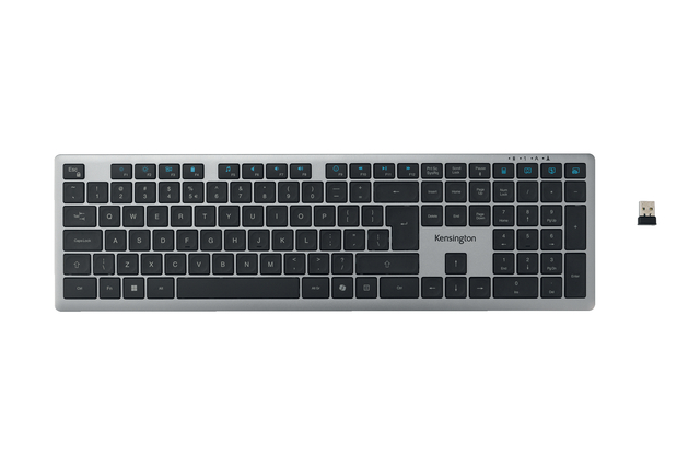 keyboard, wireless, USB, metallic, black