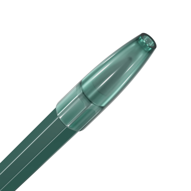 pen, balpunt, groen, transparante dop, klem/clip?