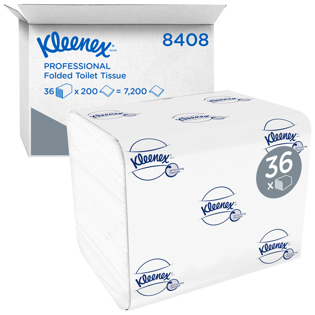 Toiletpapier Kleenex gevouwen tissues 2 laags 36x200stuks wit 8408