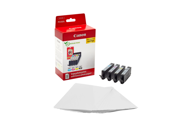 Inktcartridge Canon CLI-581 4 kleuren + papier