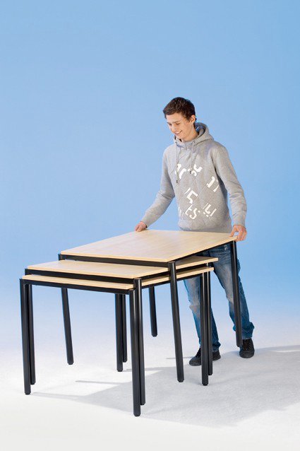 Stack-o-Flex - de stapelbare en in hoogte verstelbare tafel, melamine tafelblad