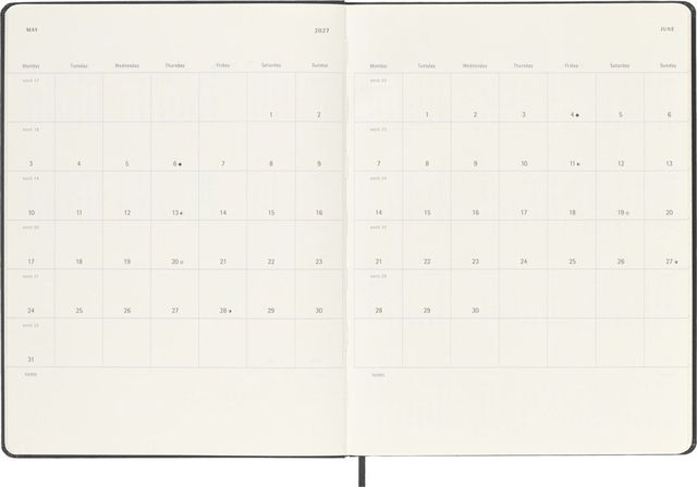 pocket kalender, twee-pagina spread, bureau kalender, rasterindeling, maandkalender