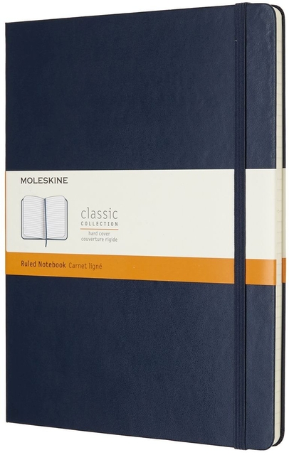 Notitieboek Moleskine XL 190x250mm lijn hard cover sapphire blue