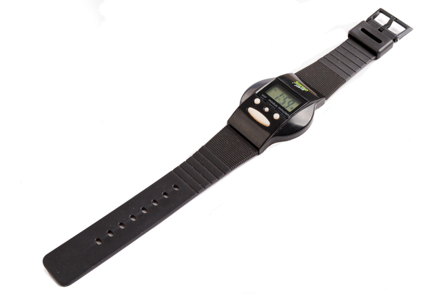 digital, horloge, zwart, riem, digitaal- display