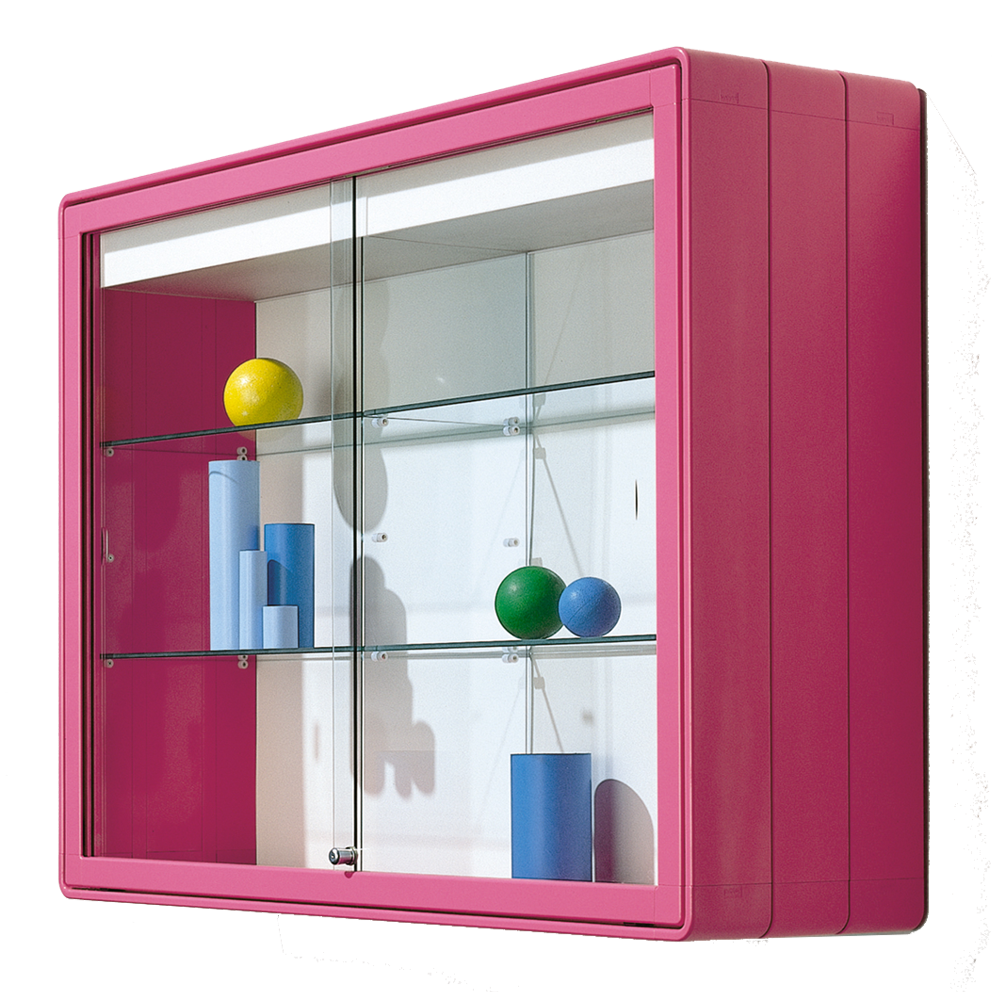 Vitrinekast met schuifdeuren, wandmontage, afsluitbaar