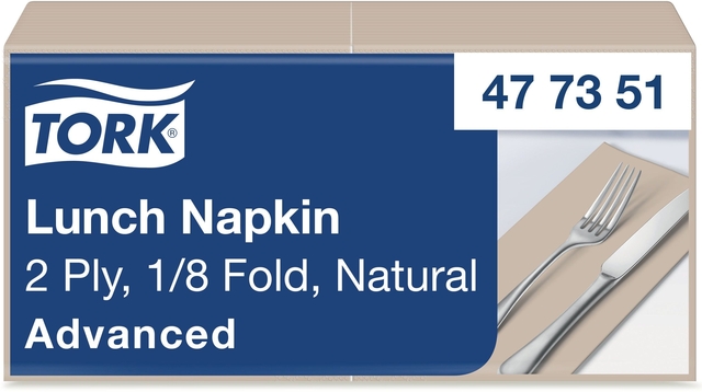 Lunch napkin, 2 ply, 1/8 fold, natural, advanced