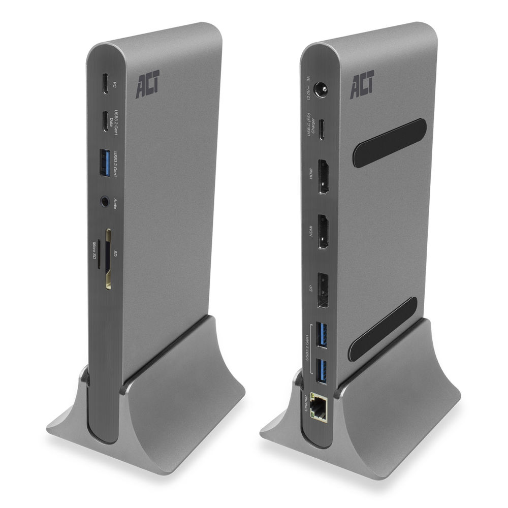 
ACT USB-C Docking Station 4K, voor 2 of 3 HDMI/DisplayPort monitoren
      