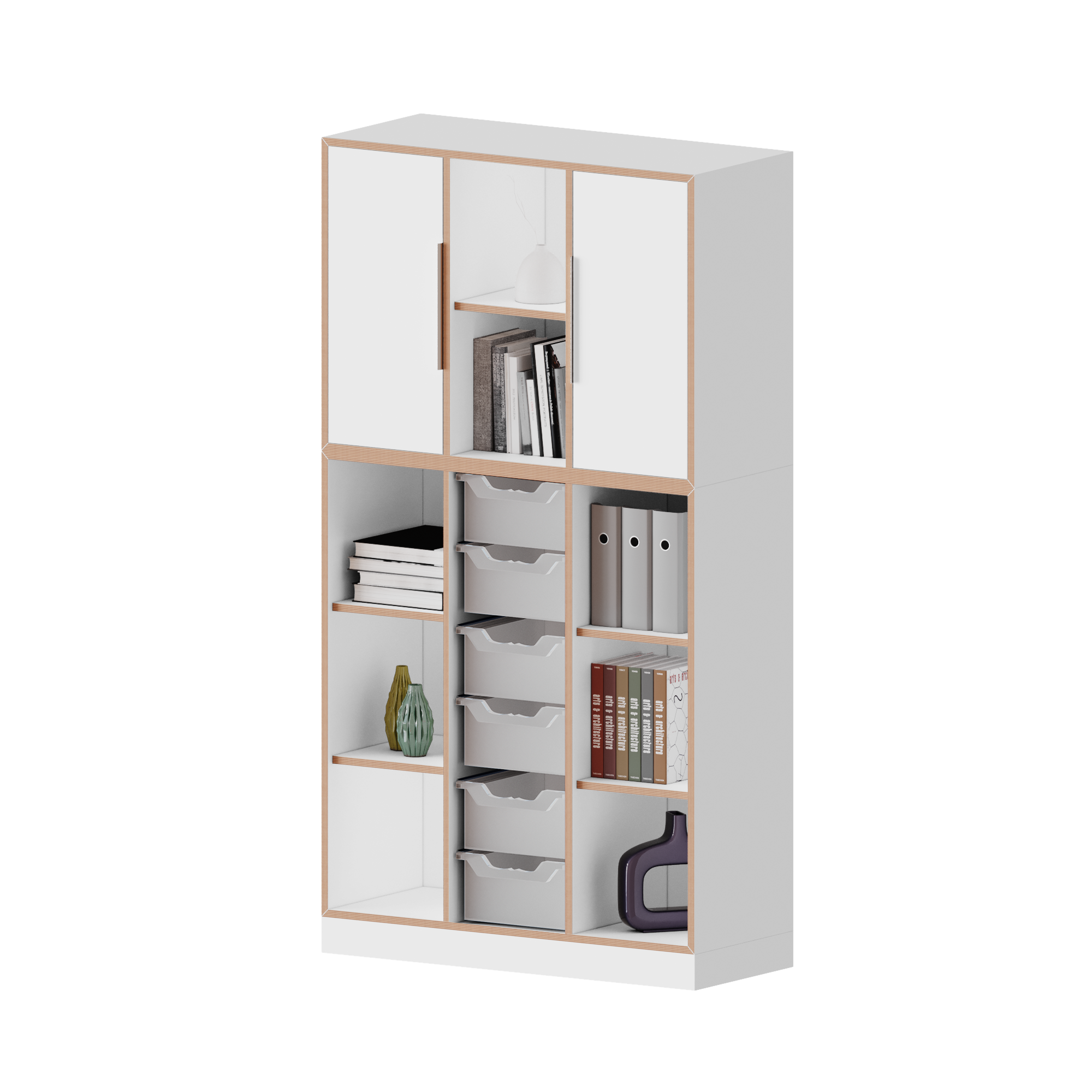 qickly® kast, 5 ordnerhoogtes, 2 deuren, 6 grote Ergo Tray bakken - B/H/D: 104,2x176x42,6 cm