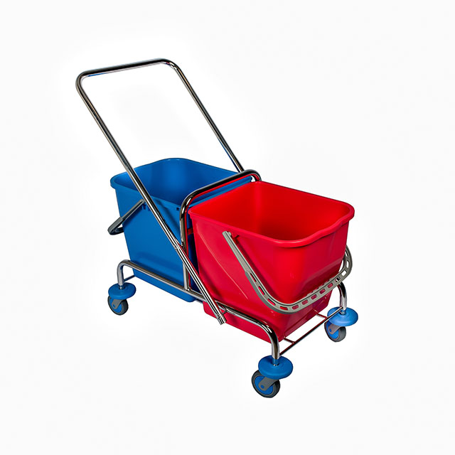 Rolemmer Dubbel Chroom zonder pers 2x25 ltr Rood-Blauw