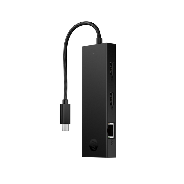 usb-c hub, multiport adapter, ethernet poort, usb-poorten, zwart apparaat