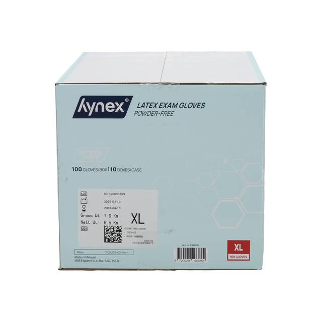 latex, examen handschoenen, poedervrij, XL, doos/verpakking