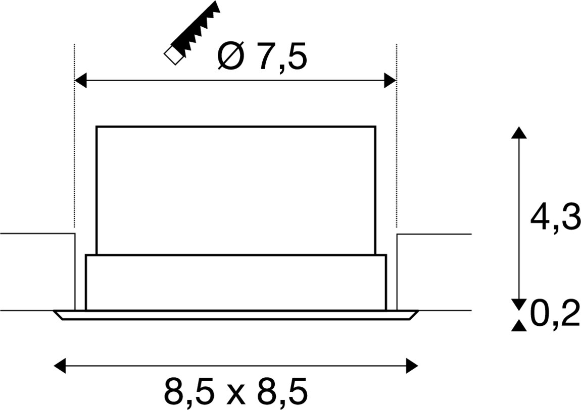 VERLUX 85x85mm wit 1xLED 3000K