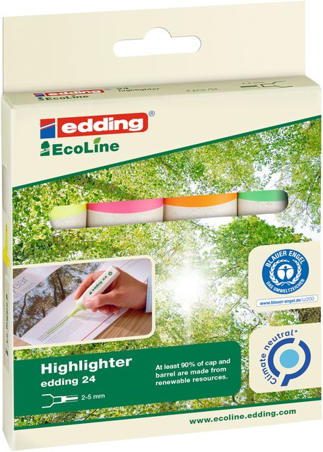 Markeerstift ecologisch Edding set 4 kleuren