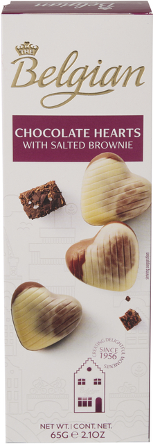 Chocolade The Belgian hartjes brownie gezouten 65 gram