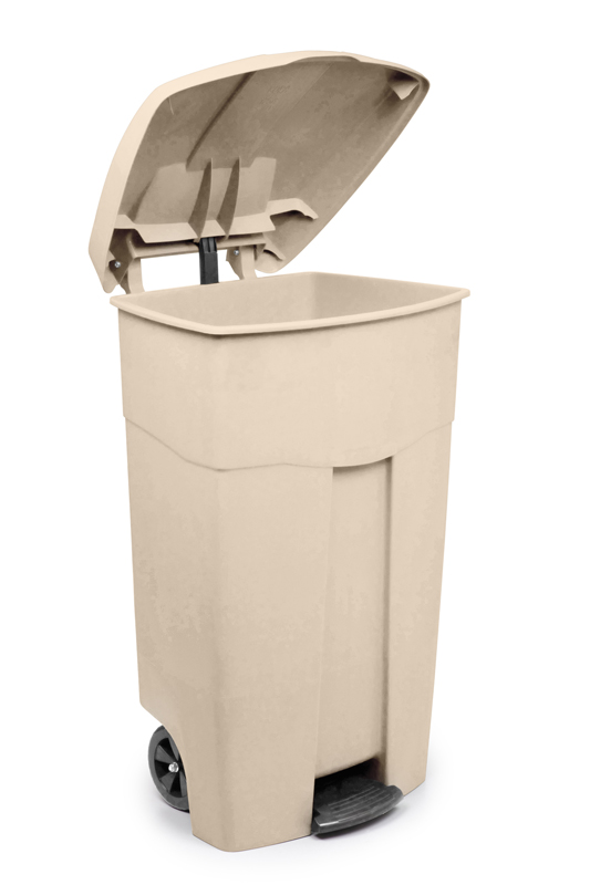 VepaBins Verrijdbare container creme met pedaal 125 liter