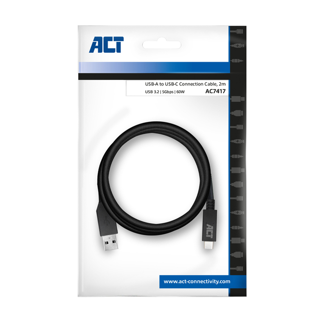 Kabel ACT USB A 3.2 naar USB-C 2 meter